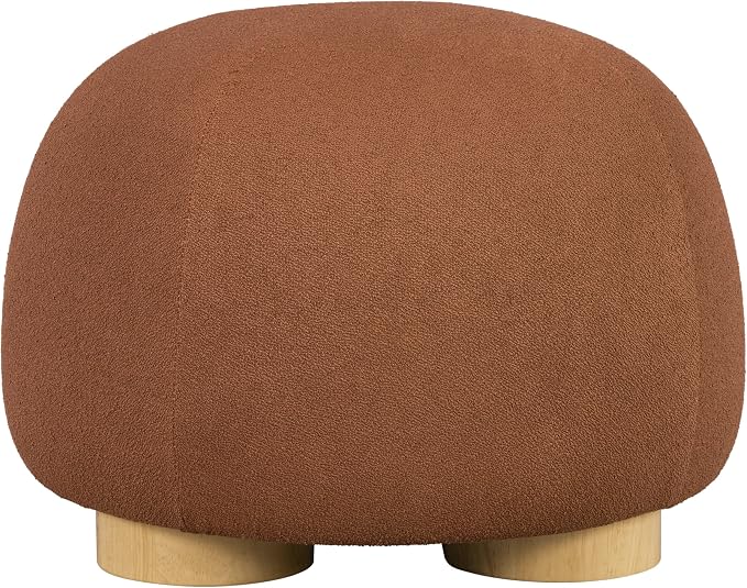 Christopher Knight Home Aria 20.08" Round Fabric Ottoman Stool, Upholstered Footrest with Foam Seat, Modern Accent Ottoman with Wood Legs, Small Footrest for Entryway Living Room, Rust