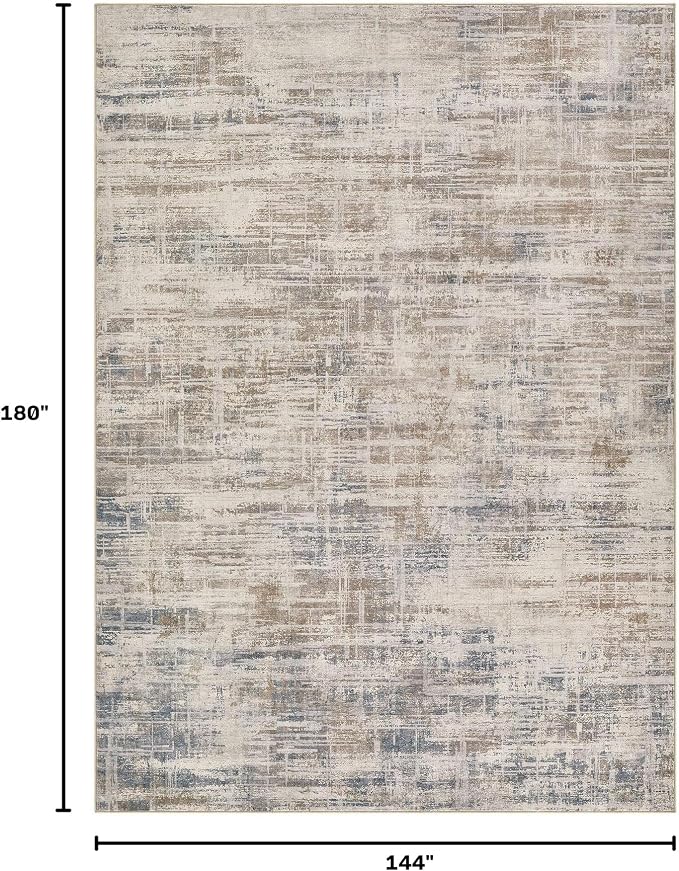 UERMEI 12x15 Area Rug for Living Room: Extra Large Neutral Abstract Carpet Modern Soft Low Pile Non-Slip Stain Resistant Washable for Open Floor Plan Bedroom Kids Pets Friendly Indoor Decor Brown