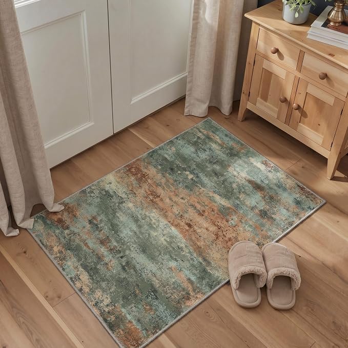 BEIMO Area Rugs 10x14 for Living Room Bedroom, Modern Abstract Machine Washable Rug, Large Soft Low Pile Floor Carpet with Non Slip Backing for Dining Room, Dusty Sage Green