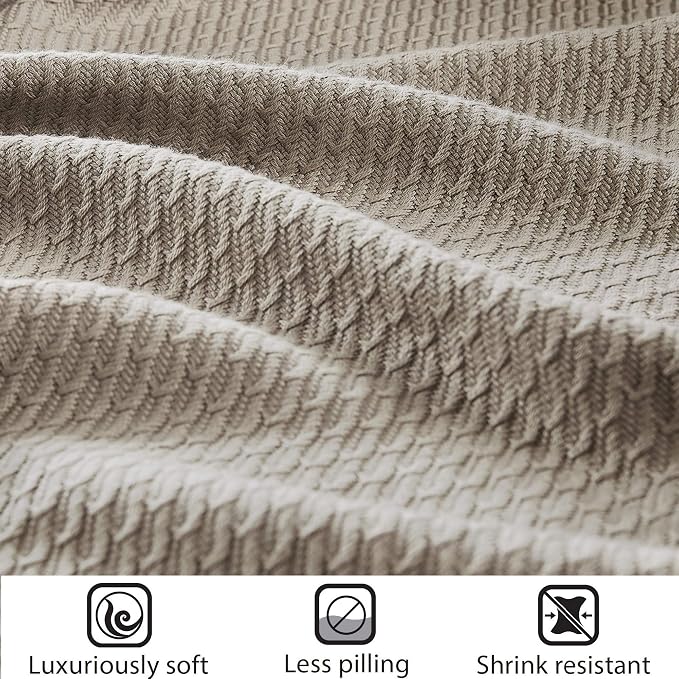 Madison Park 100% Egyptian Cotton Lightweight Summer Blanket, Breathable Waffle Knit Design, Soft Cozy All-Season Throw for Bed, Couch or Sofa, Khaki Taupe King Size (108"x90")