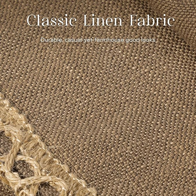 Phantoscope Pack of 2 Farmhouse Decorative Solid Throw Decorative Pillow Cover Burlap Linen Trimmed Tailored Edges Coffee 24 x 24 inches, 60 x 60 cm