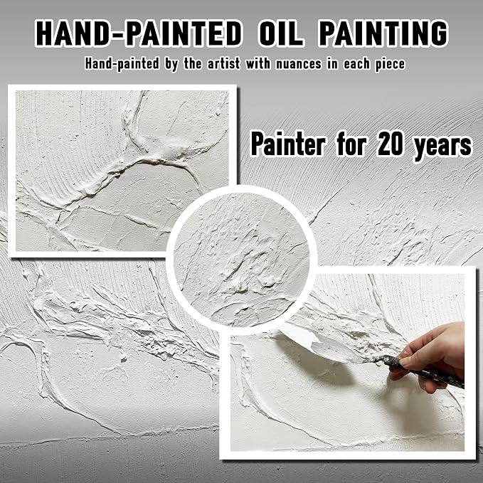 Abstract Wall Pictures for Office Big Wall Decorations for Bedroom Modern White Wall Art Canvas for Living Room Size 29 x 58 Inch