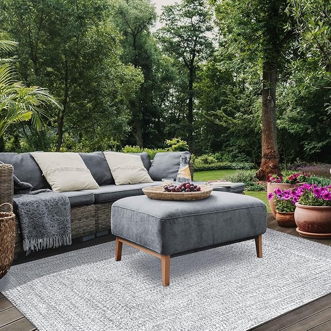 Superior Indoor Outdoor Braided Area Rug, Reversible Dual-Tone Home Floor Decor for Kitchen, Entryway, Patio, Front Porch, Deck, Modern, Boho, Farmhouse Style, 3' x 5', Slate/White