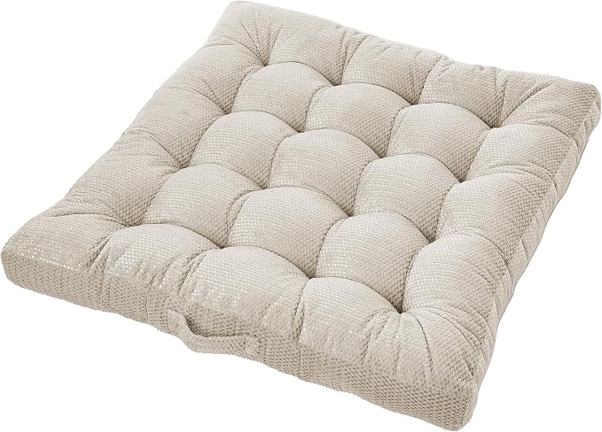Sorra Home Indoor Tufted Floor Pillow, 40 in x 40 in x 5 in Square w/Handle, Peyote