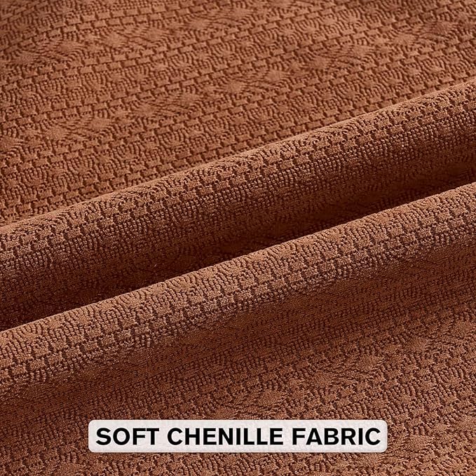 FUTEI Rust Chenille Throw Pillow Covers 18x18 Inch Set of 2,Soft Striped & Diamond Textured Cushion Cases,Modern Home Decor for Couch Living Room