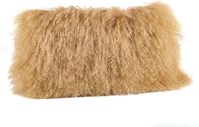 SARO LIFESTYLE Mongolian Lamb Fur Poly Filled Throw Pillow