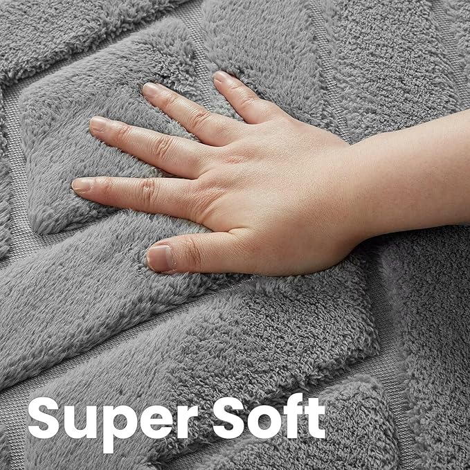 Macgace Ultra Soft Grey Area Rug for Bedroom, 3x5 Modern Geometric Shag Rugs with Nonslip Backing for Living Room, Washable Fuzzy Carpet for Cozy Kids Room Nursery