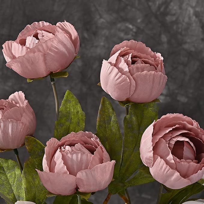 Waipfaru 6 Pcs Faux Peonies Artificial Flowers for Vase, 27" Fake Silk Peonies Flowers for Wedding, Vase Filler Pink Flowers for DIY Bouquets Centerpieces Bridal Shower Office Decor