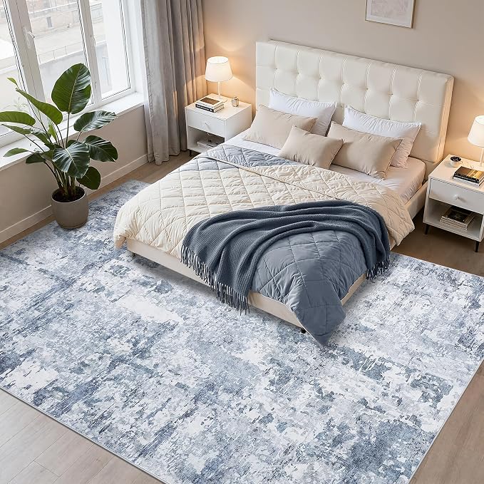 GarveeHome Large Area Rugs 9x12 for Living Room, Abstract Washable Rug Modern Non Slip Floor Mat Carpet Indoor Thin Accent Rug for Bedroom Dining Room Playroom Nursery Home Decor