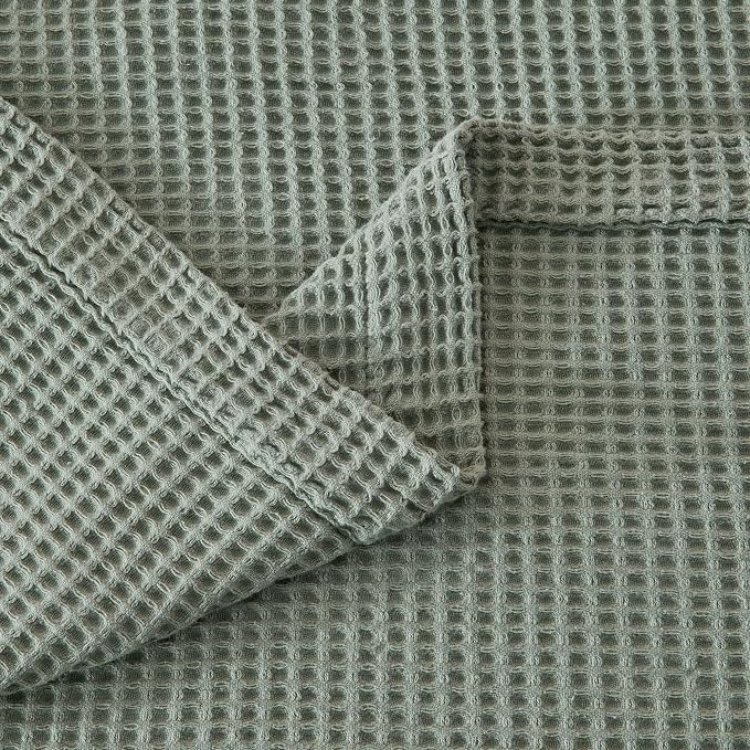 100% Cotton Green Blanket Twin Size for Bed - Breathable and Soft, Waffle Weave for Summer Spring, 90x66 Inches (Eucalyptus)