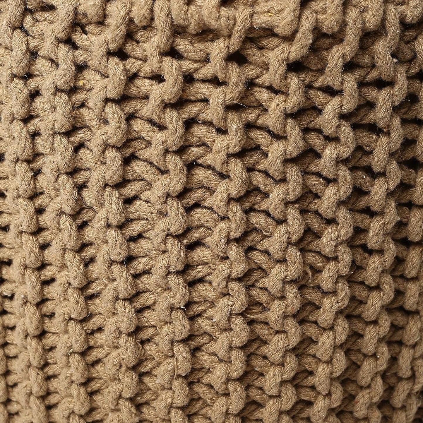 REDEARTH Pouf Ottoman - Cylindrical Knitted Poof - Cord Boho Pouffe - Cotton Round Foot Stool Puff for Home Decor - Living Room - Nursery - Bedroom - Patio - Lounge (16" x 16" x 16") - Beige