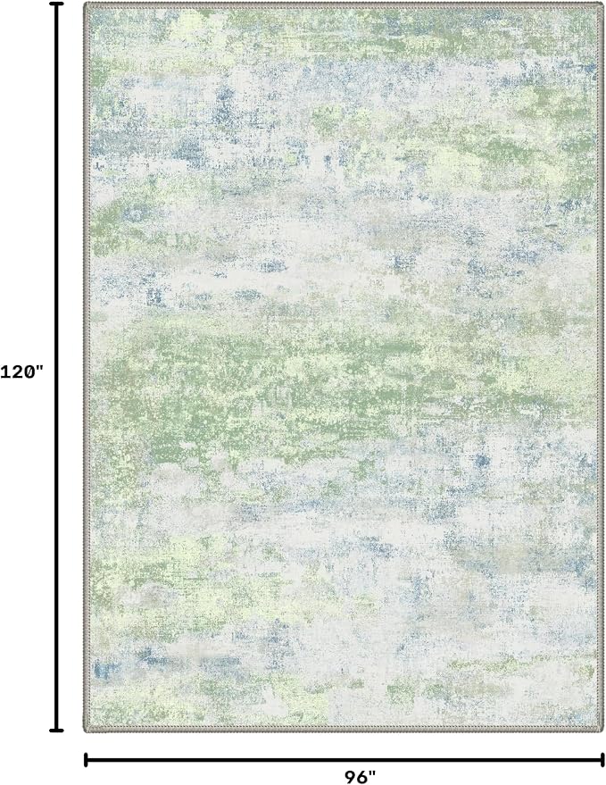 BEIMO Area Rugs 8x10 for Living Room Bedroom, Modern Abstract Machine Washable Rug, Large Soft Low Pile Floor Cover with Non Slip Backing for Dining Room, Light Blue Green