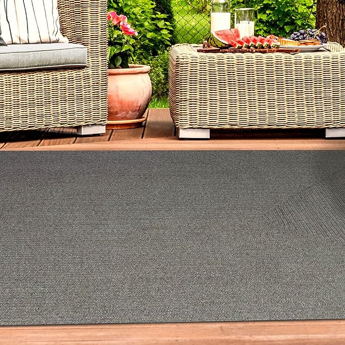 Superior Indoor/ Outdoor Large Area Rug, Reversible Braided Home Floor Decor for Living Room, Kitchen, Entryway, Patio, Front Porch, Deck, Modern, Boho, Farmhouse Style, 4' x 6', Canvas