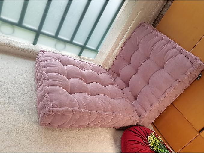 Verpert Floor Pillow 25x25 Inch Square Meditation Cushion Floor Seating for Adults Oversized Tufted seat Cushion Reading Nook for Kids, Yoga Meditation Pillow for Sitting on Floor (Purple)
