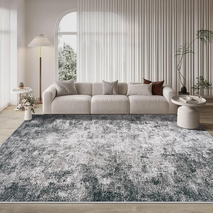 8x10 Area Rugs for Living Room Rug Washable: Modern Large Rug for Dining Room Bedroom Carpet Non Slip 8 by 10 Indoor Abstract Nursery Home Office Black