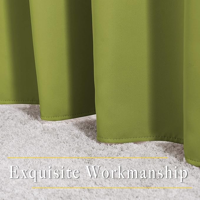 NICETOWN Fresh Green Draperies Curtain Panels - Thermal Insulated Solid Grommet Blackout Curtains/Panels/Drapes for Living Room(Fresh Green, 1 Pair, 46 by 54-Inch)
