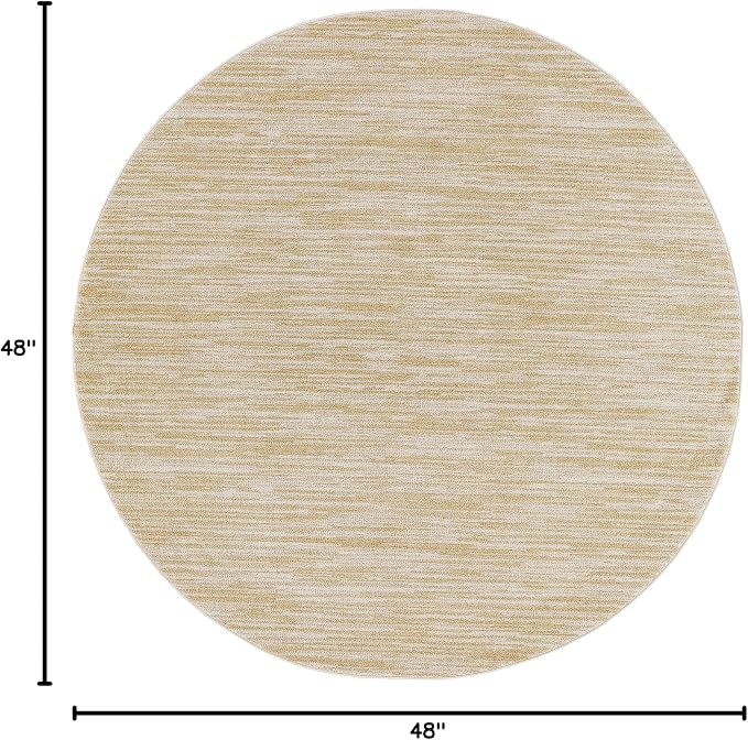 Nourison Home Nourison Essentials Ivory Gold 4' x Round Area Rug - Easy Clean, Non Shedding, Bed Room, Living Room, Dining Room, Kitchen (4' x Round)