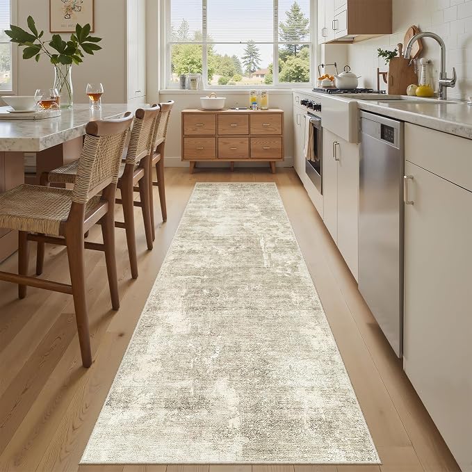 Soalmost Runner Rug 2x8 Washable Non-Slip Hallway Runner Rugs for Kitchen Bathroom Laundry Room Beige Gray Vintage Floor Carpet Runners for Hallways Entryway
