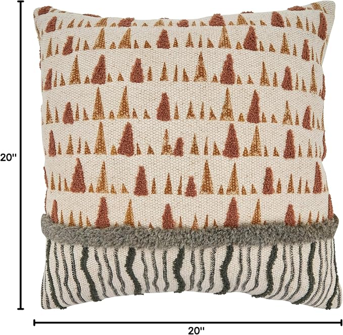 SARO LIFESTYLE Abstract Design Printed and Embroidered Throw Pillow with Down Filling