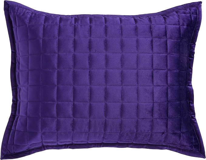 Tribeca Living Luxury Velvet Quilt Queen Size Set - 260GSM Ultra-Soft Oversized Velvet Bedspread Comforter Set with 2 Shams, in Florence Purple