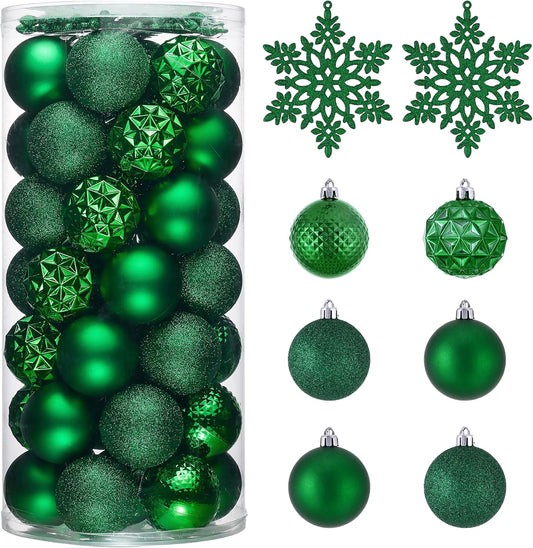 Valery Madelyn Christmas Tree Decorations Ornament Set for Fall Halloween, 50ct 2 Inches Emerald Green Shatterproof Christmas Ball Ornaments Hanging Xmas Holiday Party Decor