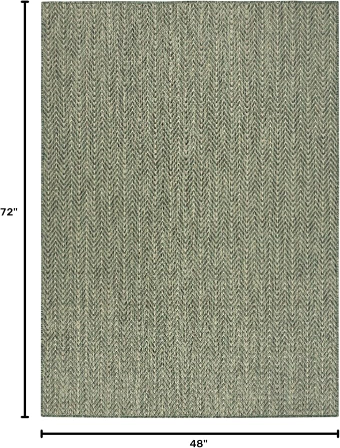 Nourison Home Horizon Indoor/Outdoor Green 4' x 6' Area Rug - Easy Clean, Non Shedding, Bed Room, Living Room, Dining Room, Kitchen (4' x 6')