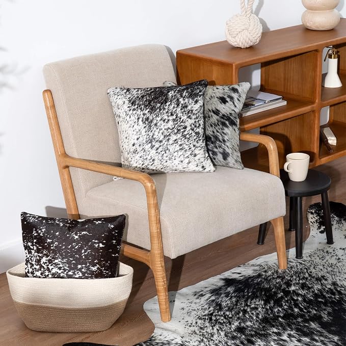 ecowhides 100% Genuine Brazilian Cowhide Pillow Cover – Luxury Leather Decorative Cushion for Rustic & Western Home Décor