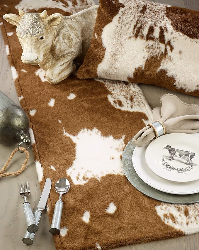 SARO LIFESTYLE Cowhide Design Faux Fur Pillow - Poly Filled
