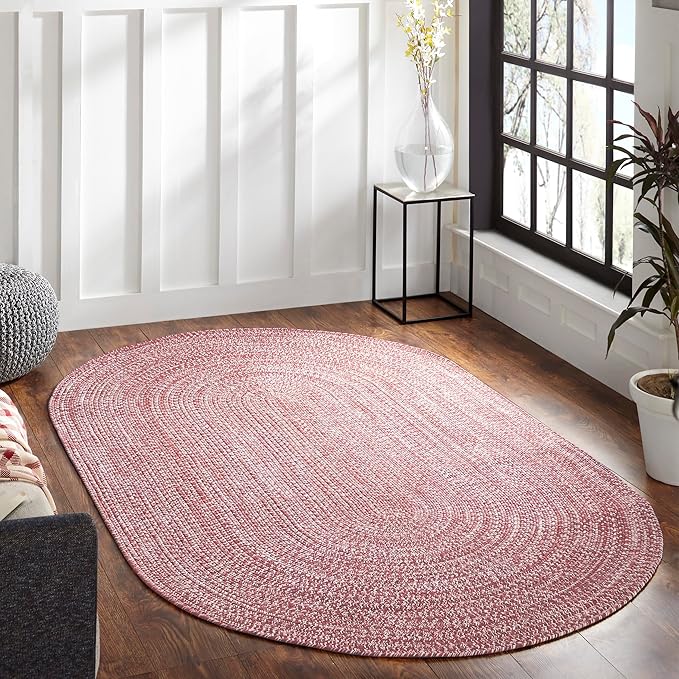 Superior Indoor/Outdoor Area Rug, Dual-Tone Reversible Braided Floor Decor for Patio, Front Porch, Entryway, Living Room, Office, Nursery, Artistic Home, 4' x 6', Brick-White