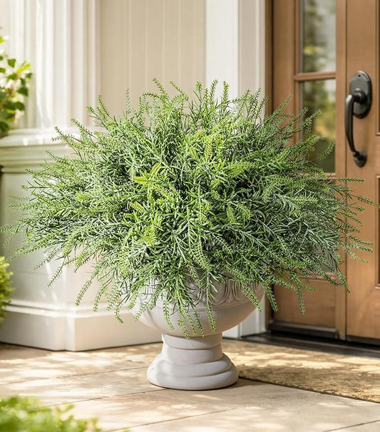 Artificial Faux Outdoor Plants for Spring Summer Decoration, 10 Bundles Fake Plastic Grass UV Resistant Look Real Fake Plants for Planter Outside Front Door Porch Patio Balcony Garden Indoor Yard Urn