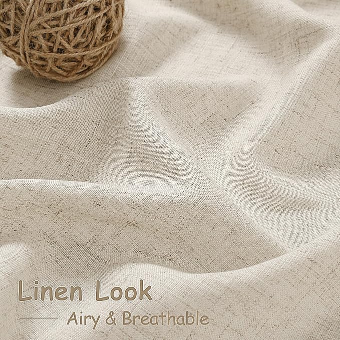 Boho Linen Curtains for Living Room 94 Inches Long Light Filtering Semi Sheer Curtain Back Tab Boho Eclectic Home Decor Elegant Luxury Farmhouse Drapes for Bedroom Dinner Room 52x94, 2 Panels