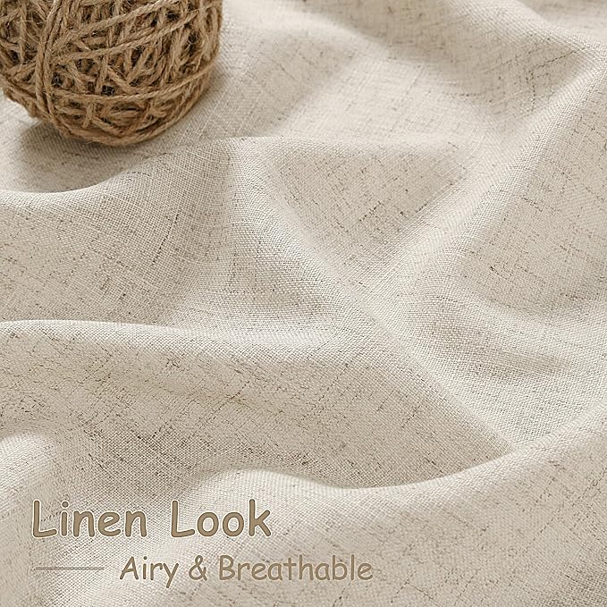 Nanspring Boho Linen Curtains 84 Inches Long for Living Room Light Filtering Semi Sheer Curtain Back Tab Eclectic Home Decor Modern Elegant Luxury Drapes for Bedroom Office 52x84,2 Panels