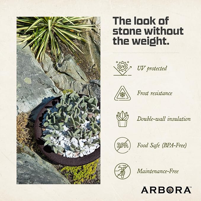 ARBORA 21" Santorini Bowl Polyresin Indoor and Outdoor Planter with Aged Iron Finish - Durable, Weatherproof, Lightweight, Large Plant Pot for Patio, Garden, Deck, Entryway