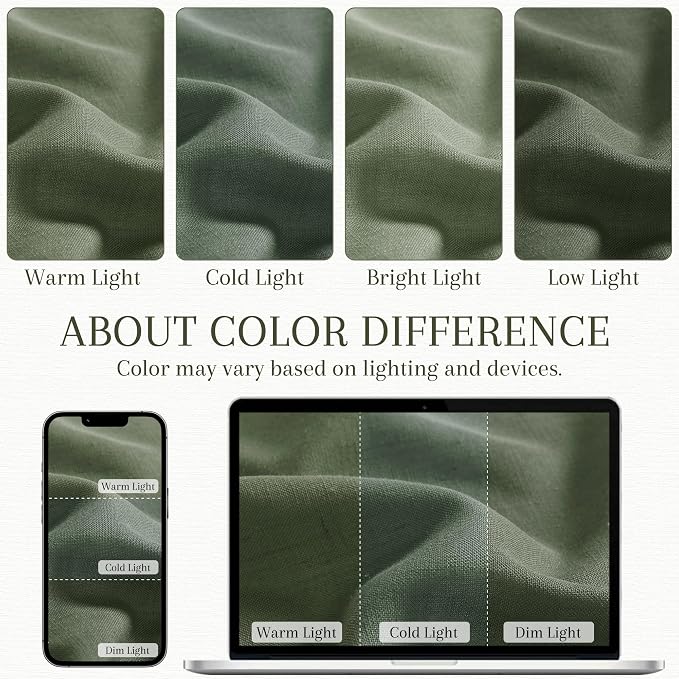Nanspring Olive Green Linen Curtains 84 Inches Long 2 Panels for Living Room Semi Sheer Bedroom Linen Back Tab Light Filtering Loden Moss Green Farmhouse Boho Drapes 84 Inch Length Loden W50 x L84