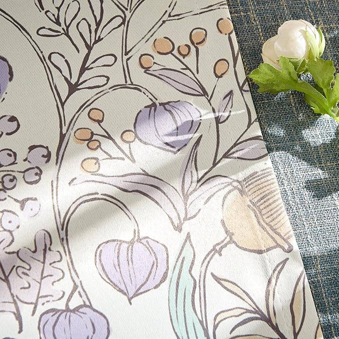jinchan Nursery Curtains 95% Blackout Purple Floral Curtains for Girls Room, 63 Inch Length Farmhouse Drapes for Bedroom Living Room Darkening Window Treatment Grommet Top Set of 2 Panels