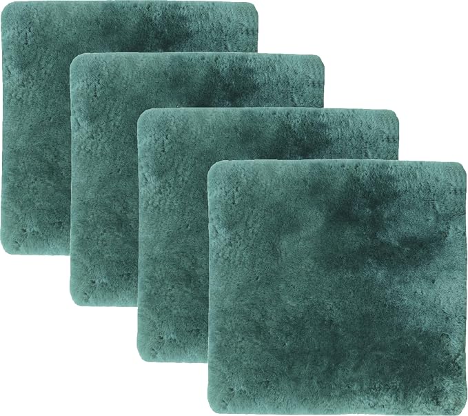 Set of 4, Natural Sheepskin for Bed Sores and Skin Irritation | 100% Real Medical Sheepskins with Non-Slip Back for Pain Relief and Discomfort, Wool Seat Pad, Emerald, 17 in. x 17 in.