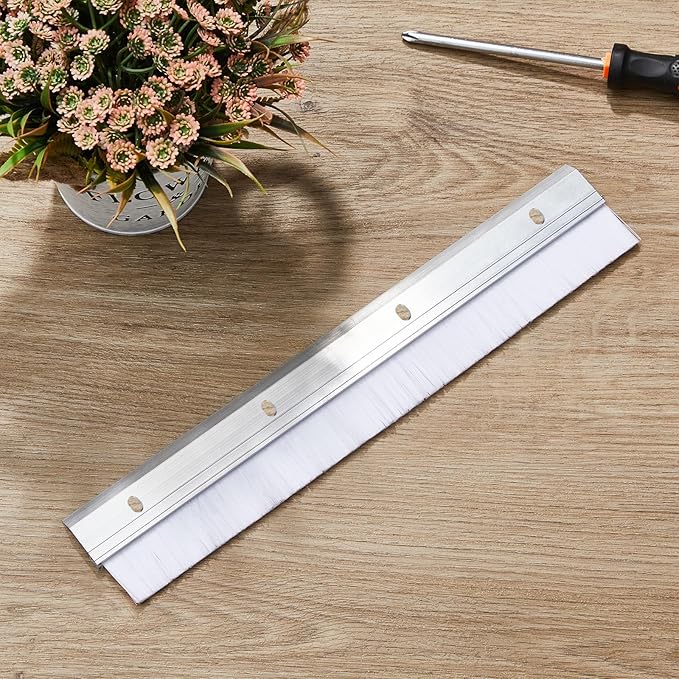 Hushee 8 Pcs 36 Inches Brush Door Sweep for Exterior, Aluminum Commercial Door Sweep Bottom All-Season Alloy Brush for Exterior and Interior Sealing Gaps Keeps Cold Air, Dust Out (White)