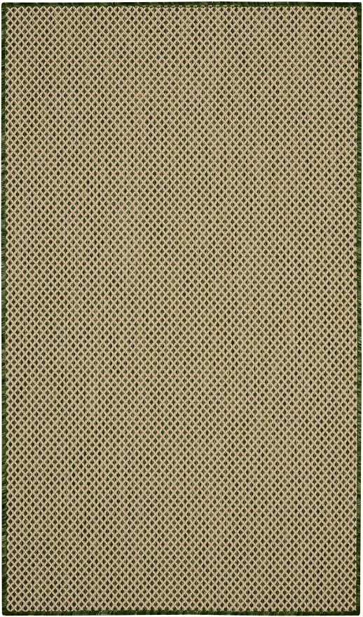 Nourison Home Courtyard Green 3' x 5' Area Rug - Easy Clean, Non Shedding, Bed Room, Living Room, Dining Room, Kitchen (3' x 5')