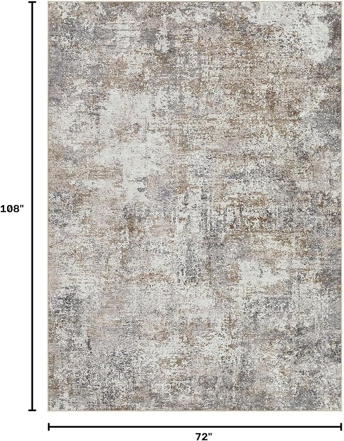 DMOYEST Area Rug Living Room Rugs - 6x9 Washable Large Soft Indoor Neutral Modern Abstract Low Pile Rug Carpet for Bedroom Dining Room Farmhouse Home Office - Brown/Grey/Black