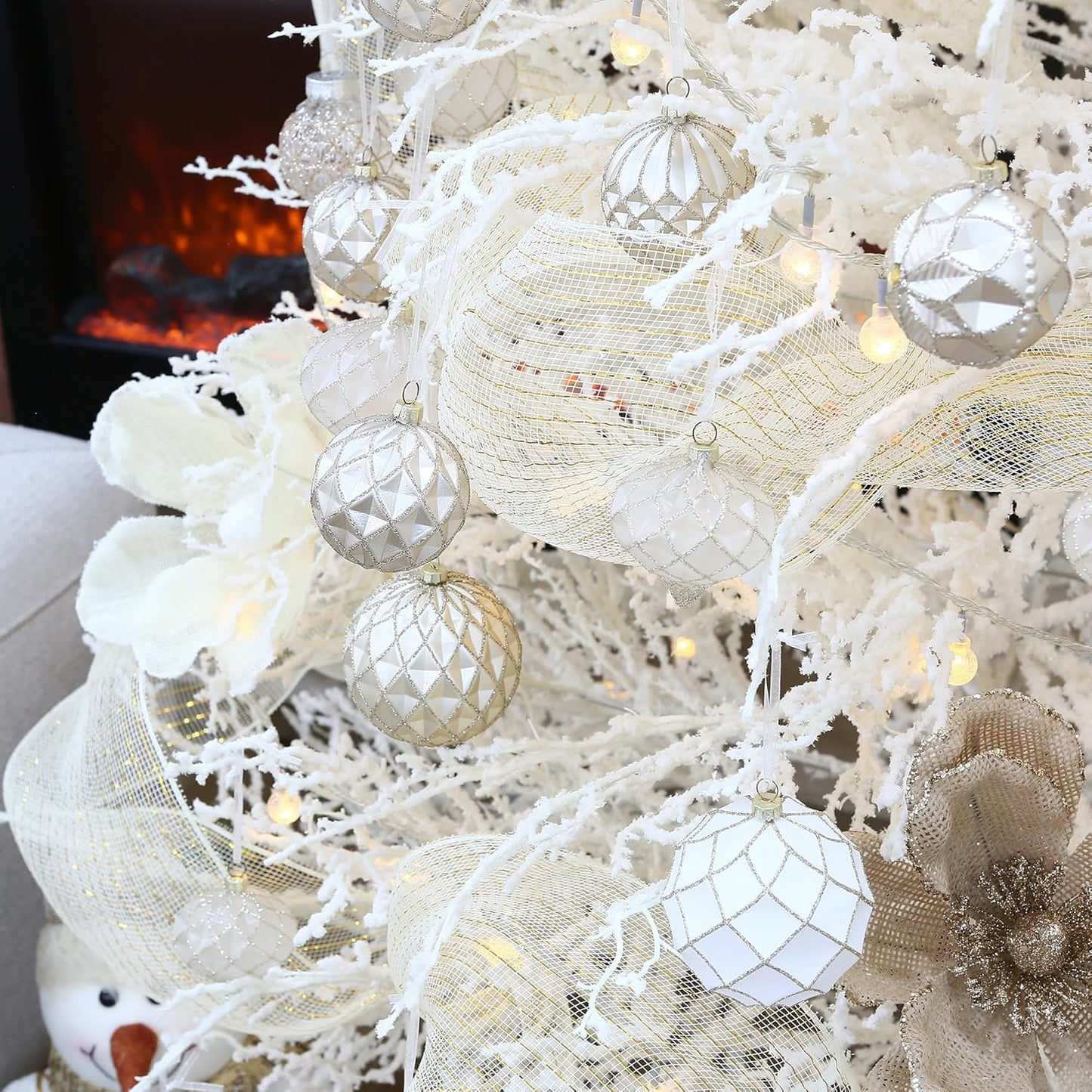 Sea Team Christmas Baubles Set of 16 80mm Christmas Tree Hanging Ornaments Decoration (Champagne and Matte)