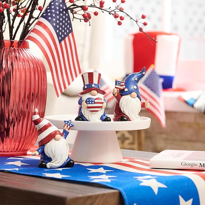 Valery Madelyn 4th of July Gnomes Decorations, Memorial Day Decorations for Home Decor, Large 3Pcs Patriotic USA 250th Anniversary Decorations, Stars and Stripes Gnomes Figurine for Independence Day