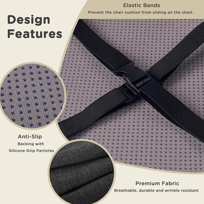 AddGrace Round Bar Stool Cushions 2 Pack Bar Stool Seat Cushion Non Slip Round Chair Pads with Removable and Washable Cover 12x12 Inch Black