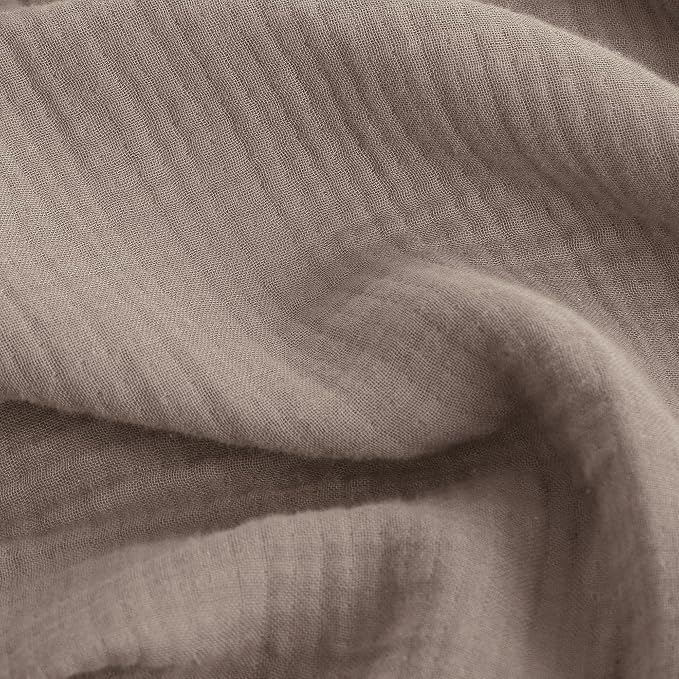FOSSA Muslin Blanket: 4-Layer 100% Cotton Gauze Blanket with Fringe 98"x98" | Super Soft Breathable Lightweight All Season & Decorative Blanket or Bed, Sofa, Office (Pale Brown, Oversize Queen )