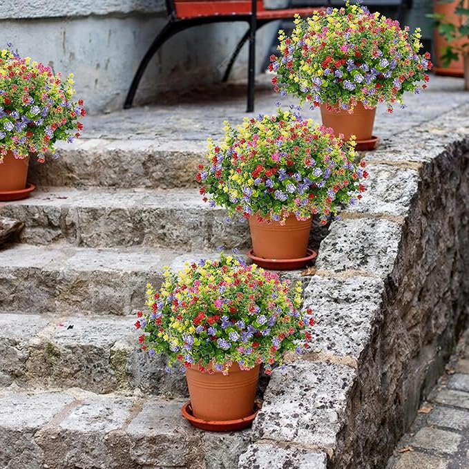 NETAP Outdoor Artificial Flowers UV Resistant, 20 Bundles Fake Realistic Floral Greenery Plants for Outside Porch, Window Boxes, Garden, Yard, Inside Home Table Decor, MixColorB
