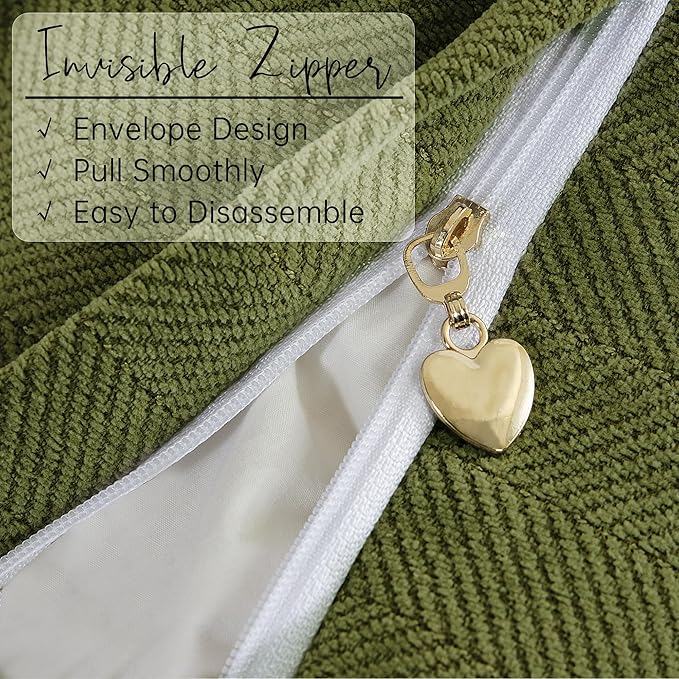 ZWJD Olive Green Pillow Covers 26x26 Set of 2 Chenille Throw Pillow Covers with Elegant Design Soft and Luxurious Decorative Throw Pillows for Couch, Bed, and Home Decor