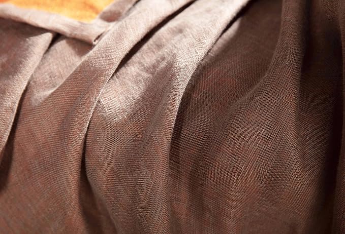 Chezmoi Collection Brussels Belgian Flax Linen Throw Blanket, 50" x 70" - Pre-Washed Super Soft Lightweight Breathable Summer Blanket Gray/Orange Color for Living Room Couch & Bed