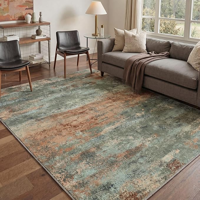 BEIMO Runner Rug for Hallway Kitchen, 2x5 Machine Washable Runners Rug for Entryway, Soft Modern Abstract Throw Rugs, Low Pile Floor Cover with Non Slip Backing, Dusty Sage Green