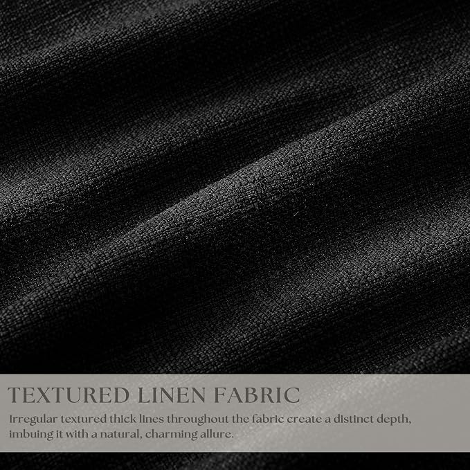 Pinch Pleated Blackout Curtains 102 Inches Long for Bedroom 100% Black Out Thick Linen Dual Layer Pinch Pleat Drapes with Back Tab Farmhouse Modern Black 102 Inch Curtain for Dining Living Room