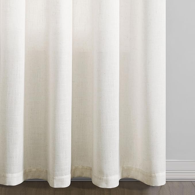 Cream 80 Inch Curtains for Living Room 2 Panels Set Linen Drapes Semi Sheer Light Filtering Boho Farmhouse Neutral Floor to Length Ivory Window Curtains 80 Inches Long for Dining Bedroom Office