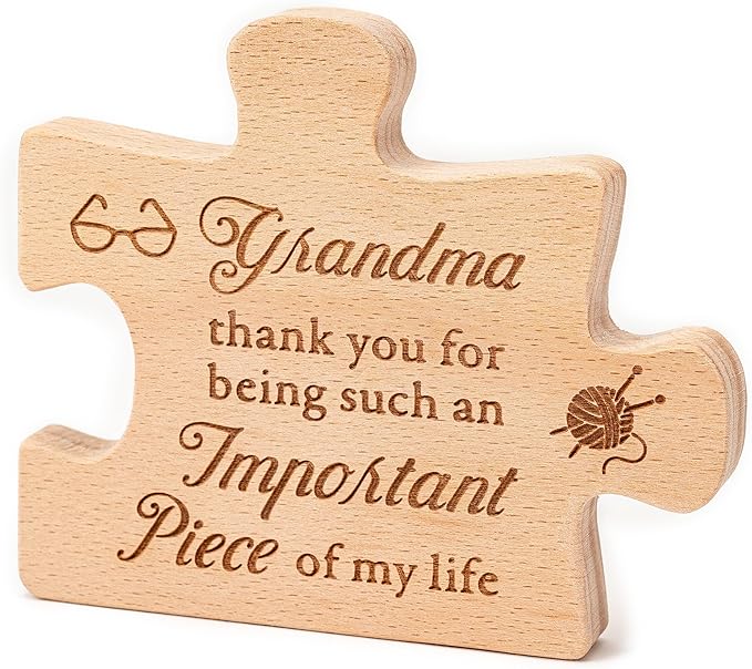 Engraved Block Puzzle Gift for Grandma for Birthday, Christmas, Grandparents day, Mothers Day Gifts for Grandma, Delicate Grandma Birthday Gifts from Granddaughter, Grandson